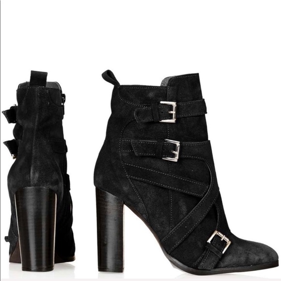 topshop black suede ankle boots